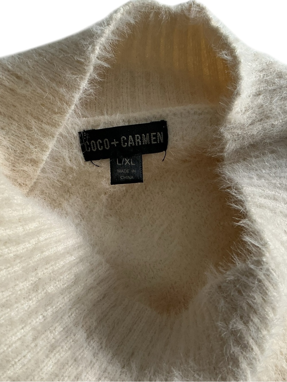 Coco Carmen Eyelash Knit Sweater Women L/XL Leopard Colorblock Mock Neck pullove - Picture 7 of 10